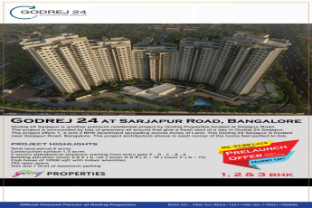 Pre launch offer start from today at Godrej 24 in Bangalore